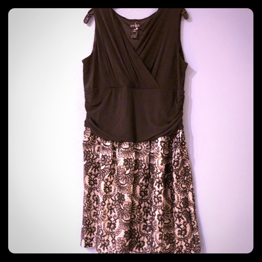 🆕 16W Beautiful Dress faux wrap lace overlay blk